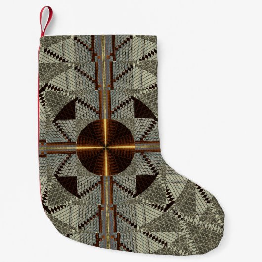 シルバーフィリグリー、金ゴールドクロス スモールクリスマスストッキング (正面)