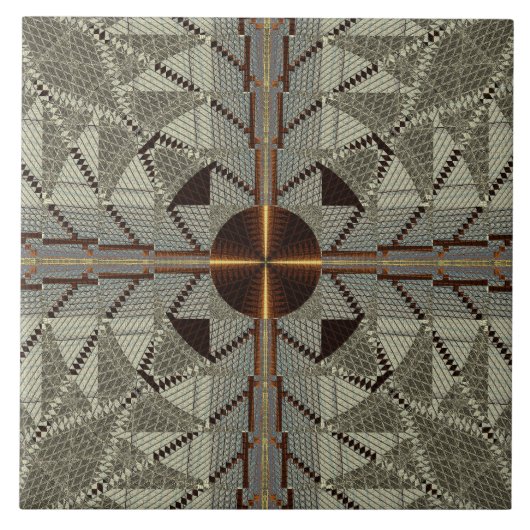 シルバーフィリグリー、金ゴールドクロス タイル (正面)