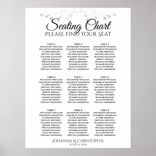 シルバーフィリーグ結婚リー9台の座席表 ポスター (正面)