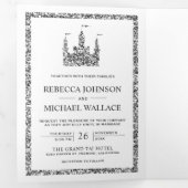 シルバーフェアユータリーキャッスルプリンセス結婚キャリッジ 三つ折り招待状 (内部最初)