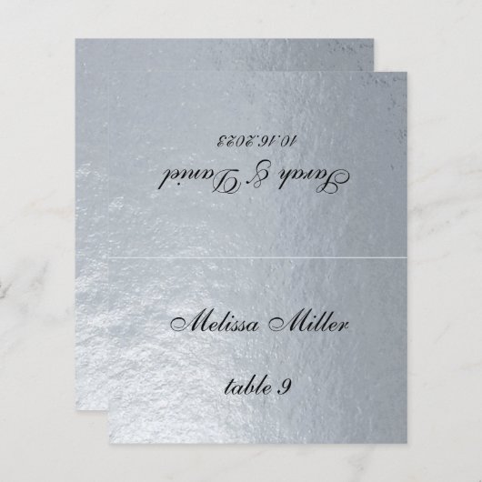 シルバーフェイクの結婚座席表印刷ゲスト名 (正面/裏面)