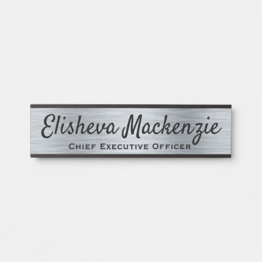 シルバーフェイクオフィスのドアのシンボルや象徴名プレート サインプレート (正面)