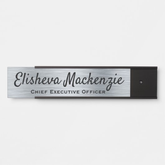 シルバーフェイクオフィスのドアのシンボルや象徴名プレート サインプレート (正面)