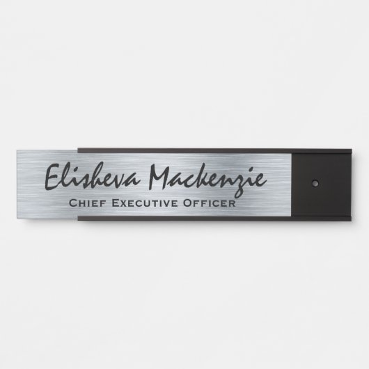 シルバーフェイクオフィスのドアのシンボルや象徴名プレート サインプレート (正面)