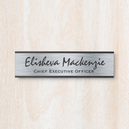 シルバーフェイクオフィスのドアのシンボルや象徴名プレート サインプレート (正面)