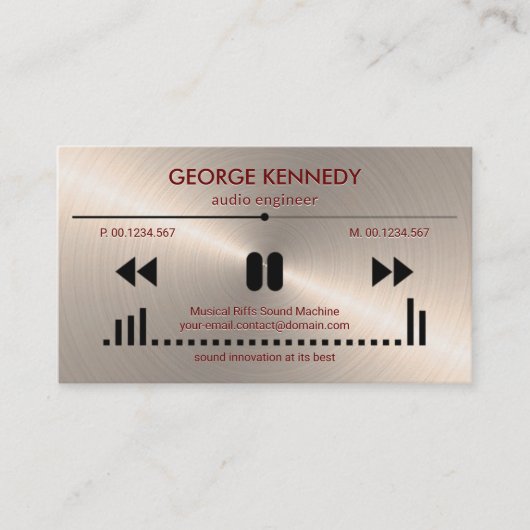 シルバーフェイクオーディオディスプレイエンボス文字DJ 名刺 (正面)