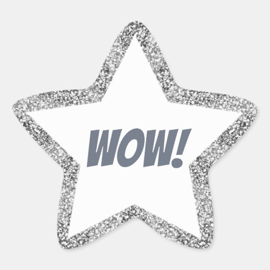 シルバーフェイクグリッターうわー!先生 星シール (正面)