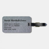 シルバーフェイクグリッターとブパーソナライズされたラック文字 ラゲッジタグ (裏面横)