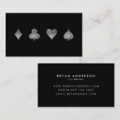 シルバーフェイクグリッターカジノゲームビジネスカード 名刺 (正面/裏面)