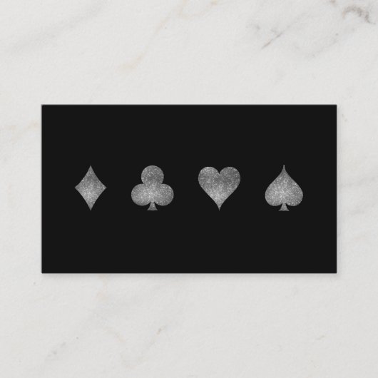 シルバーフェイクグリッターカジノゲームビジネスカード 名刺 (正面)