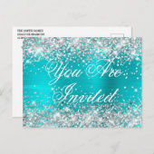 シルバーフェイクグリッターターコイズブルーSweet sixteen ポストカード (正面/裏面)
