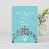 シルバーフェイクグリッターティアラクラウンスウィート16パーティー 招待状 (スタンド正面)