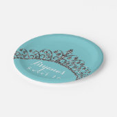 シルバーフェイクグリッターティアラクラウンバースデーパーティー ペーパープレート (アングル)