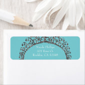 シルバーフェイクグリッターティアラクラウンパーティの招待状 ラベル (インサイチュ)