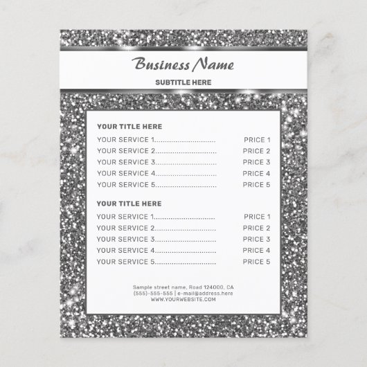 シルバーフェイクグリッターテクスチャルック&カスタム文字 チラシ (正面)