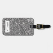 シルバーフェイクグリッターテクスチャルック&カスタム文字 ラゲッジタグ (正面横)