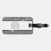 シルバーフェイクグリッターテクスチャルック&カスタム文字 ラゲッジタグ (裏面横)