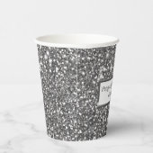 シルバーフェイクグリッターテクスチャルック&カスタム文字 紙コップ (右)