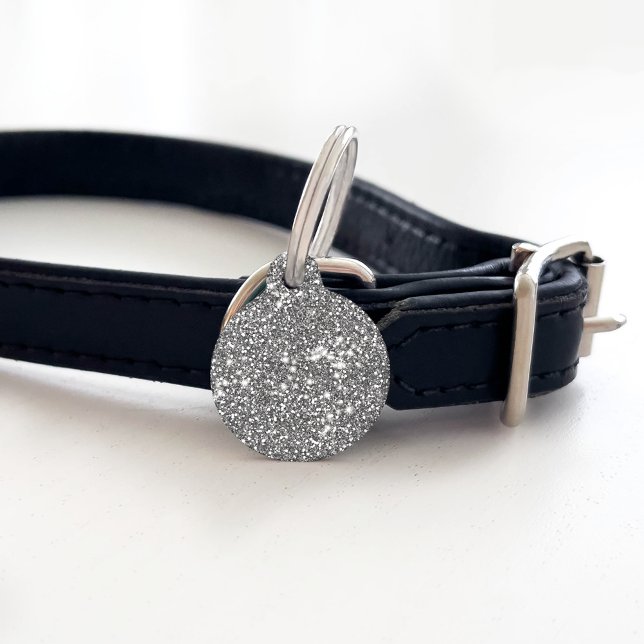 シルバーフェイクグリッターテクスチャルック&ペットの情報 ペット　ネームタグ (クリエイターアップロード済み)