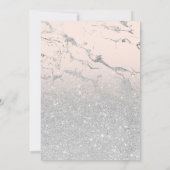 シルバーフェイクグリッターピンクマーブルエレガントスウィート16 招待状 (裏面)