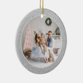 シルバーフェイクグリッターファミリー写真クリスマス セラミックオーナメント (右)