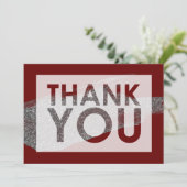 シルバーフェイクグリッターブラシ付きブルゴーニュ切り出し サンキューカード (スタンド正面)