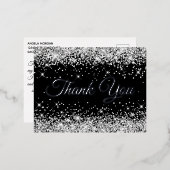 シルバーフェイクグリッターブラック40歳の誕生日ありがとう 箔招待状ポストカード (正面/裏面)