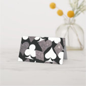 シルバーフェイクグリッターベガス座席表オンブラック プレイスカード (裏面)