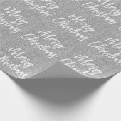 シルバーフェイクグリッターメリークリスマス書道 ラッピングペーパー (角)