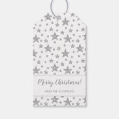 シルバーフェイクグリッタールックスターズメリークリスマス ギフトタグ (正面)