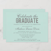 シルバーフェイクグリッター卒業パーティー招待状 招待状 (正面/裏面)