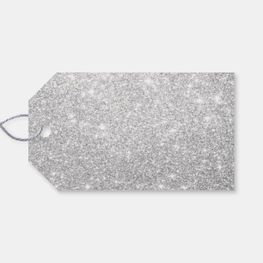 シルバーフェイクグリッター2024タイポグラフィハッピーニューイヤー ギフトタグ (裏面横)