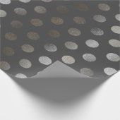シルバーフェイクグリッター&ダークグレーミディアム水玉模様 ラッピングペーパー (角)