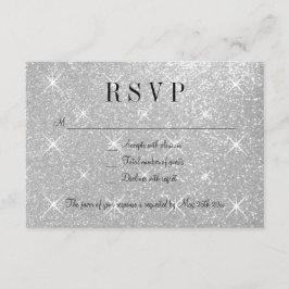 シルバーフェイクグリッターRSVP結婚の応答カード 出欠カード