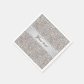 シルバーフェイクシークインとダイヤモンド スタンダードカクテルナプキン (角)