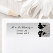 シルバーフェイクシークインズブラックボウとダイヤモンド ラベル (インサイチュ)