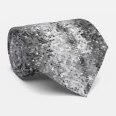 シルバーフェイクシークインズルックディスコグリッター&スパーク ネクタイ (ロール)