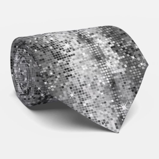 シルバーフェイクシークインズルックディスコグリッター&スパーク ネクタイ (ロール)