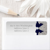 シルバーフェイクシークインネイビー弓とダイヤモンド ラベル (インサイチュ)