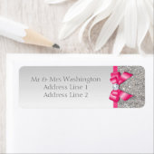 シルバーフェイクシークインホットピンクボウとダイヤモンド ラベル (インサイチュ)