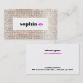 シルバーフェイクシークインホットピンクリップ美しい 名刺 (正面/裏面)