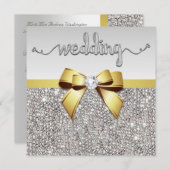 シルバーフェイクシークイン金ゴールドボー結婚ズ 招待状 (正面/裏面)