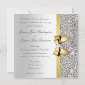 シルバーフェイクシークイン金ゴールドボー結婚ズ 招待状 (裏面)