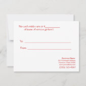 シルバーフェイクシークンズサロンホリディギフト証明書 (裏面)