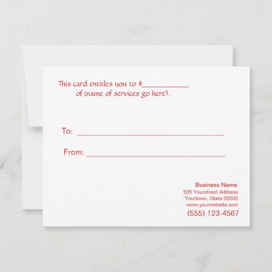 シルバーフェイクシークンズサロンホリディギフト証明書 (裏面)