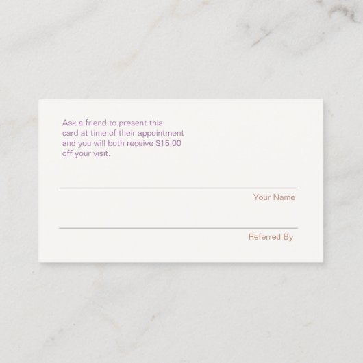 シルバーフェイクシーケンズカスタマー紹介サロン 紹介カード (裏面)