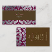 シルバーフェイクバロック・ダマスク・エンメルロ+チョコレート 名刺 (正面/裏面)