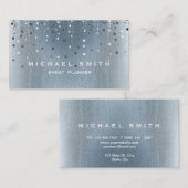 シルバーフェイクフォイル繊細なグリッターブルービジネスカード 名刺 (正面/裏面)