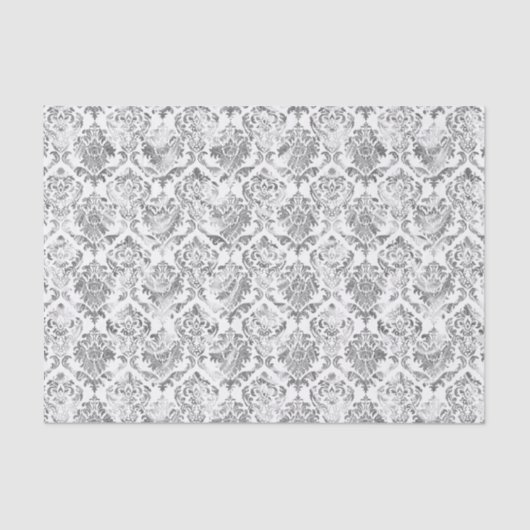 シルバーフェイクフローラダマスク白い背景2 薄葉紙 (正面)
