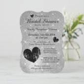 シルバーフェイクブラックグリッターブライダルシャワー招待 招待状 (スタンド正面)